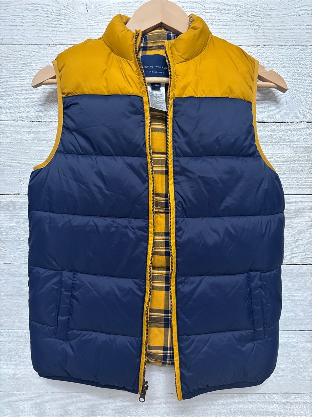 Janie and Jack Boys Navy & Mustard Colorblock Puffer Vest 14-16 Years